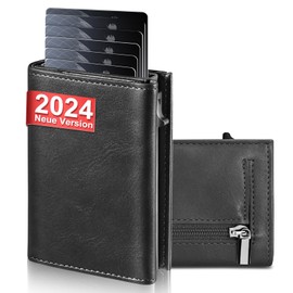 UNOSEKS Portmonee Herren - Geldbörse Herren Kartenetui mit RFID Schutz, Slim Wallet mit Münzfach,Smart Wallets mit ID & Card Cases for Men,Aluminium Kreditkartenetui bis 1-6 Karten(Schwarz)