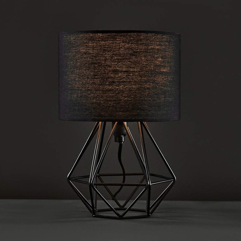 MiniSun Modern Small Satin Black Metal Basket Cage Table Lamp