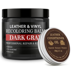 Laxmorph Leather Color Restorer, Leather Recoloring Balm, Scratch Remover, Leather Dye, Leather Paint with Leather Conditioner, Leather Repair Kit for Furniture Couches Car Seats Shoes, Dark Gray