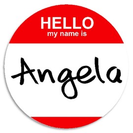 Hello My Name is Angela - 10 Pack Circle Stickers 3 Inch