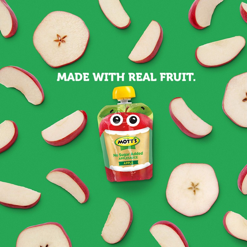 Mott's No Sugar Added Applesauce, 3.2 oz Clear Pouches, 4Count