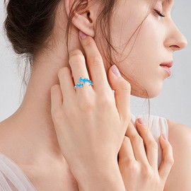 UCADRIT Hammerhead Shark Ring 925 Sterling Silver Opal Adjustable Shark Rings Animal Jewelry Present for Women, Sterling Silver, No Gemstone