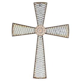 Dicksons Dashed Weathered White 22 inch Metal Hanging Wall Cross