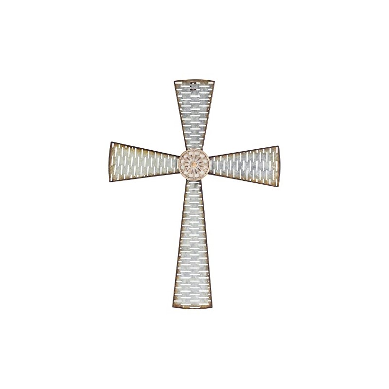 Dicksons Dashed Weathered White 22 inch Metal Hanging Wall Cross