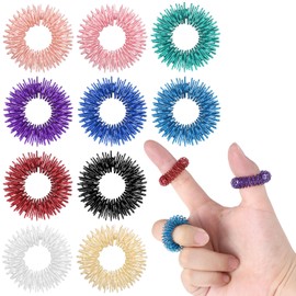 Molain Spiky Sensory Rings, 10 Pcs Fidget Rings Stress Relief Toys Set Acupressure Rings Spiky Sensory Finger Rings for Anxiety Stress Relief Fidget Sensory Toys for Adults Silent Stress Reducer
