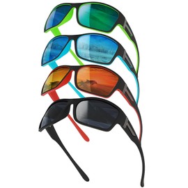 Hoemwarm 4 Pairs Sports Polarized Sunglasses for Men Fashion UV Beach Cycling Running Fishing Protection Sun Glasses