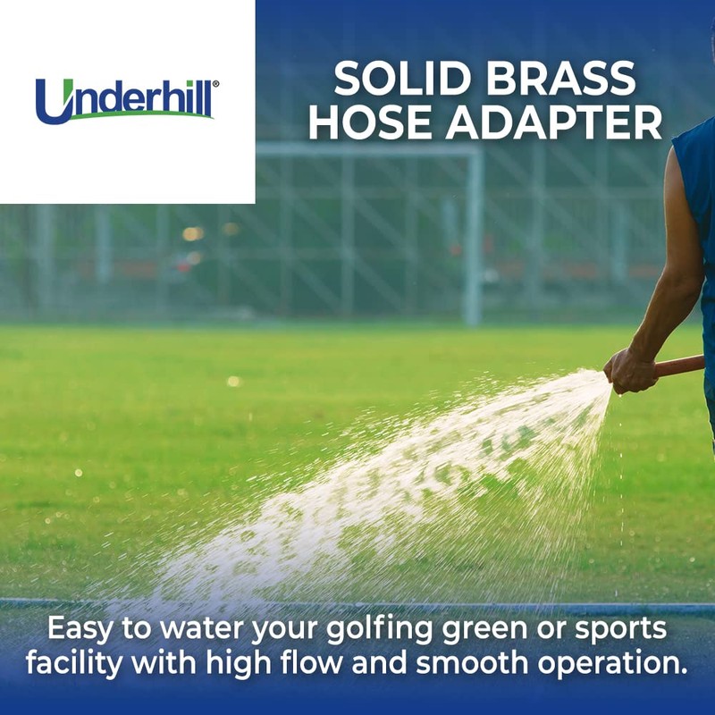Underhill Garden Hose Adapter, Connector, Heavy-Duty, Solid Brass Fittings, 1-Inch