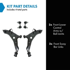 TRQ Front Suspension Kit Control Arm with Ball Joint Sway Bar Stabilizer Link Compatible with 90-94 Eagle 89-94 Mitsubishi Plymouth MI4510100 MI4510101 MI4511100 MI4511101
