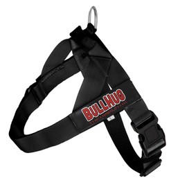 BULLHUG Adjustable Dog Harness– No Pull, No Choke – for English Bulldogs, French Bulldogs, Pugs & Broad-Chested Breeds – Easy, Safe Walks (Black, Medium)