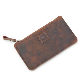DONBOLSO Malaga Pencil Case, Handmade from Premium Leather for Men and Women, Pencil Case for School, University, Pencil Case, Vintage Brown, Vintage Brown, Additional pocket