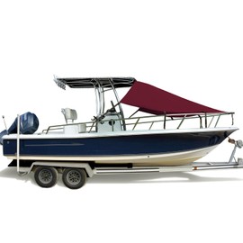 SavvyCraft T-Top Bow Shade, UV Protection T-Top Extension 600D Marine Grade Polyester T-Bow Boat Area Sun Shade, 6'L x 90" W Burgundy