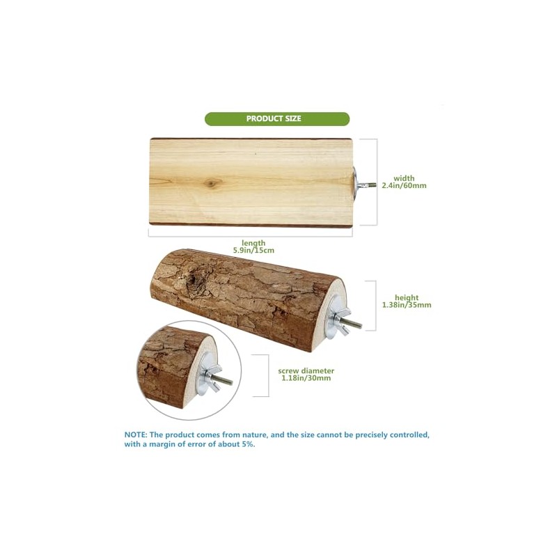 Percha para Jaula De Loros, Plataforma Plana De Madera para
