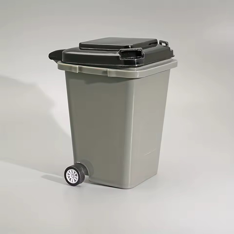 4-Pack Mini Wheelie Trash Bin Pen Holders for Office Desk
