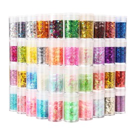 Face Glitter Make-Up 200 g, Chunky Ecological Holographic Glitter for Eyes, Body Hair & Nails, 3 mm Mixed Sequin Cosmetic Laser Powder Mermaid Accessories, 40 Set of 40