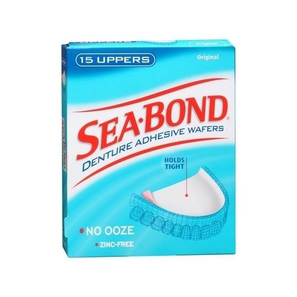 SEA-BOND Denture Adhesive Wafers Uppers Original 15 EA - Buy Packs and SAVE (Pack of 2)
