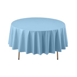 Party Essentials Heavy Duty 84" Round Plastic Table Cover Available in 22 Colors, Light Blue