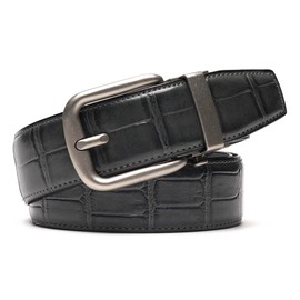 Fabio Valenti Mens Belt,Ratchet Belt Dress with 1 3/8" Genuine Leather with Easier Adjustable Buckle, Trim to Fit (2112 Grey, Adjustable 46”)