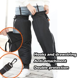 Winter Motorcycle Thermal Knee Guards with Zipper and Reflective Strips Windproof Waterproof Thicken Fleece Lined Leg Warmer Waterproof Motocross Knee Shin Pads Leg Covers for Riding Cycling