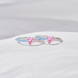 Angyape Heart Ring for Women, Pink Heart Split Rings Trendy Rhinestone Adjustable Gorgeous Pinky Rings for Daughter Jewelry Birthday Gifts. (pink)