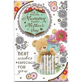 Mothers Day Card For Mummy 23 x 15 Cm (9 x 6 inches) For A Special Mummy Happy Mother's Day Cute Teddy Best Wishes