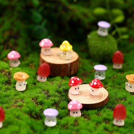 Lineshading 96 Luminous Glow in The Dark Mini Mushrooms Bulk Tiny Resin Mushroom Figurines Cute Miniature Mushrooms for DIY Fairy Terrarium Landscape Statue Garden Micro Dollhouse Aquarium Decoration