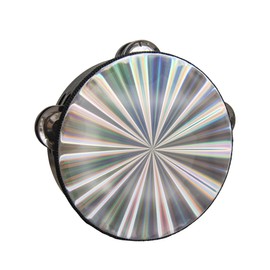 YAYUZEST Radiant Tambourine for Adults Hand Held Tambourine Drum, Double Row Jingles Wooden Reflective Tambourine Musical Instrument for Church KTV Party (8 Inch)