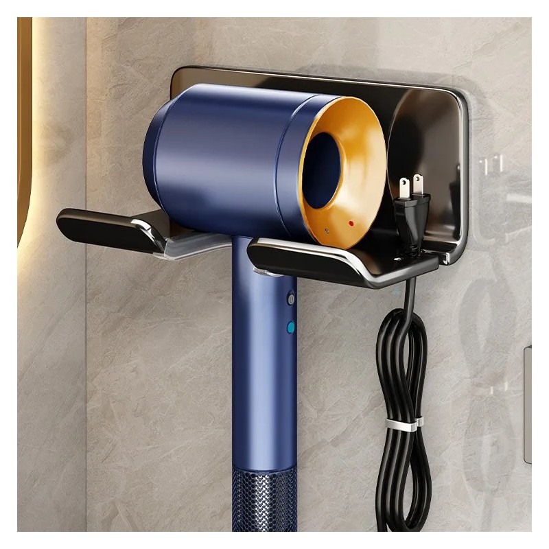 Hair Dryer Wall Holder for Bathroom – No-Drill Aluminum Storage
