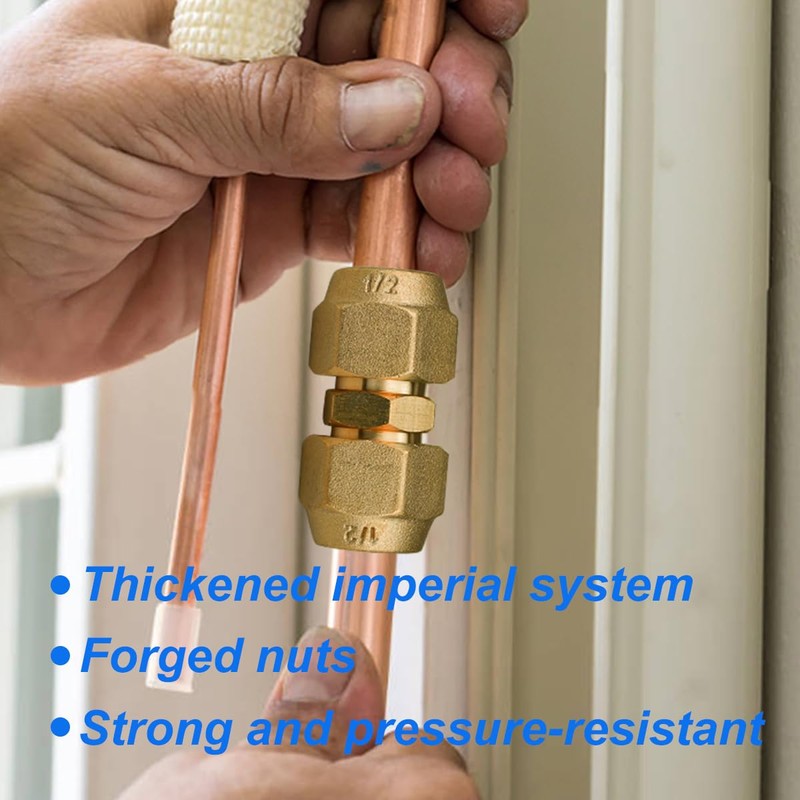 2 Pieces Air Conditioning Copper Pipe Extension Connectors Brass Flare