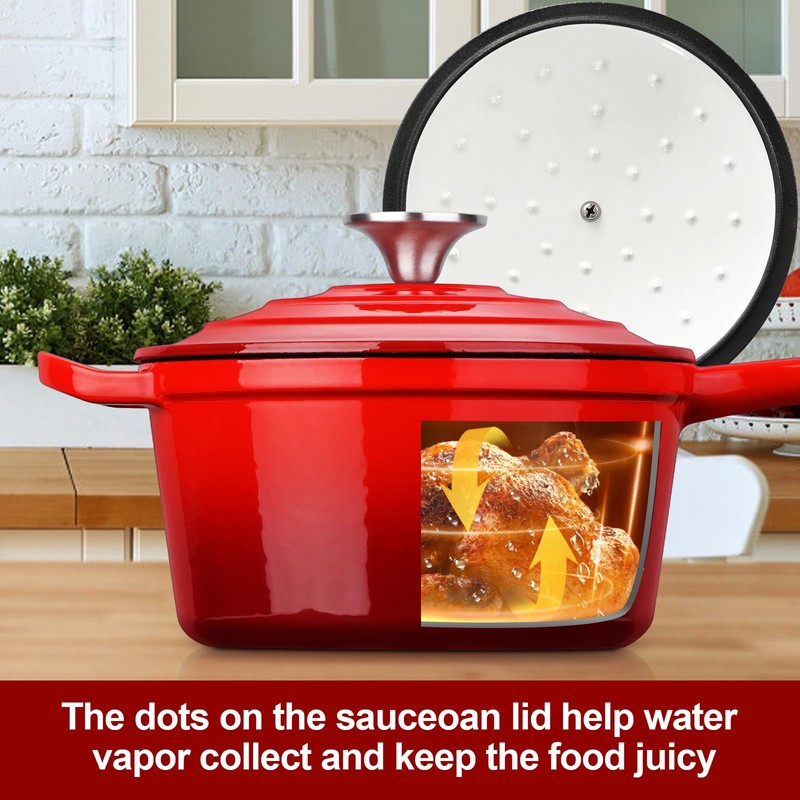 HaSteeL 1 QT Cast Iron Saucepan, Mini Enamel dutch oven