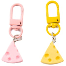 WGF 6Pcs Resin Cheese Key Chain Yellow and Pink Cartoon Cheese Key Rings DIY Keychains for Kids Boys Girls' Gift