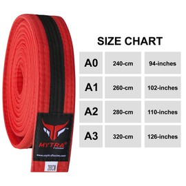 Mytra Fusion Karate Belt, Lightweight and Durable Multiple Colours Karate Belt, Martial Arts Belt and Taekwondo Belt for Men and Women, red / black