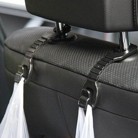 2 ganchos para reposacabezas de asiento de coche, organizador de bolsa de resina resistente para asiento trasero para bolso, accesorios de almacenamiento interior de automóvil, color negro