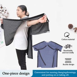 DURASIKO Unisex Post Shoulder Surgery Shirts,Long Sleeve,Sides and Full Arm Opening,Button-Up,Soft Cotton Material,Chemo Clothing for Home Care/Post Surgery/Dialysis/Elderly/Fracture/Disability/Rehab