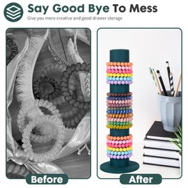 PowerKing Velvet Jewelry Bracelet Watch Display Stand - 2-Pack Hair Band Vertical Towers - Bangle and Scrunchie T-Bar Rack Holder - Women's Home Closet Organizer (Emerald Green)