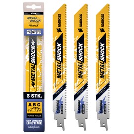 AMBOSS METAL SHOCK - 3x Reciprocating Saw Blade Length 230 mm / 8 TPI - Ideal for Demolition / Vehicle Rescue / Assembly / Disassembly / Piping Construction - Suitable for Steel (Pipes / Profiles /