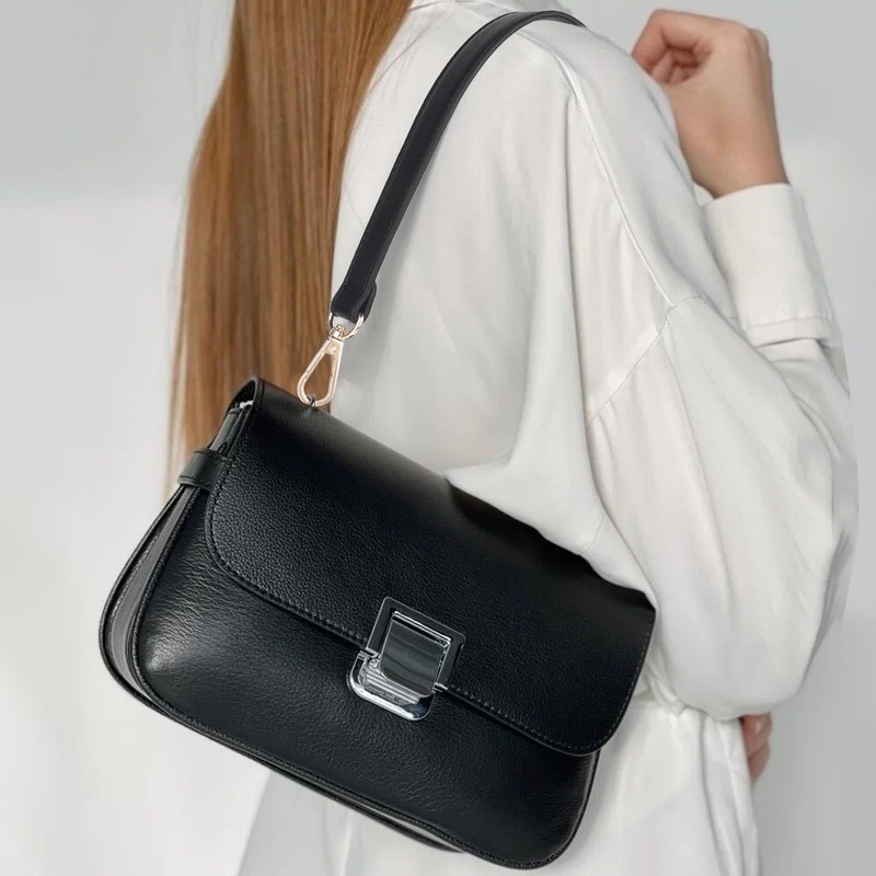 Yuanchu Black Short Handbag Handle Strap, 19 Inch PU Leather