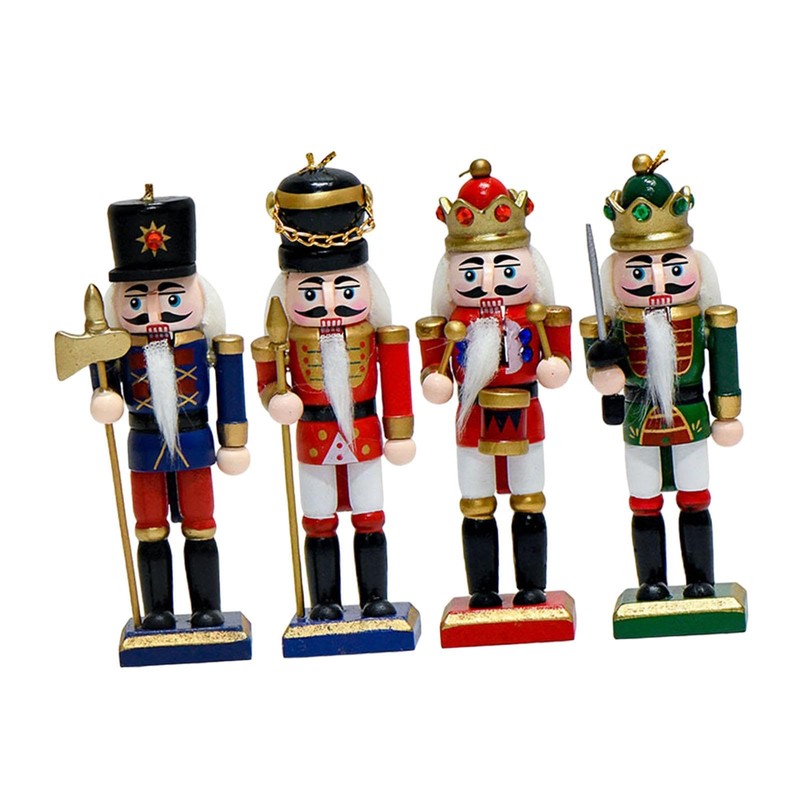 Milageto 4Pcs Nutcracker Statue Desktop Ornament Decor Housewarming Gift Nutcracker