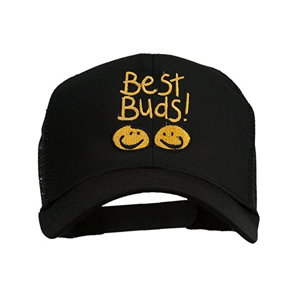 e4Hats.com Best Buds Smile Faces Embroidered Mesh Cap - Black OSFM