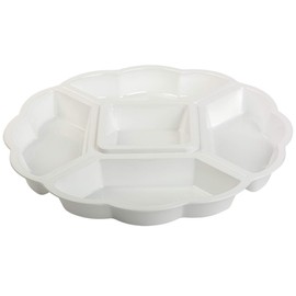 Serving Platter Snack Bowl, Plastic, Appetizer Divider, 5 Compartments, White, 33 cm