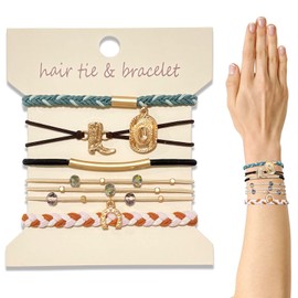 5 PCS Hair Ties Bracelet for Women, Stylish Dual-Use Braided Boho Hair Bands Stretch Bracelets, Elastic No Damage Ponytail Holders for Thick Thin Long Curly Hair Accessories
