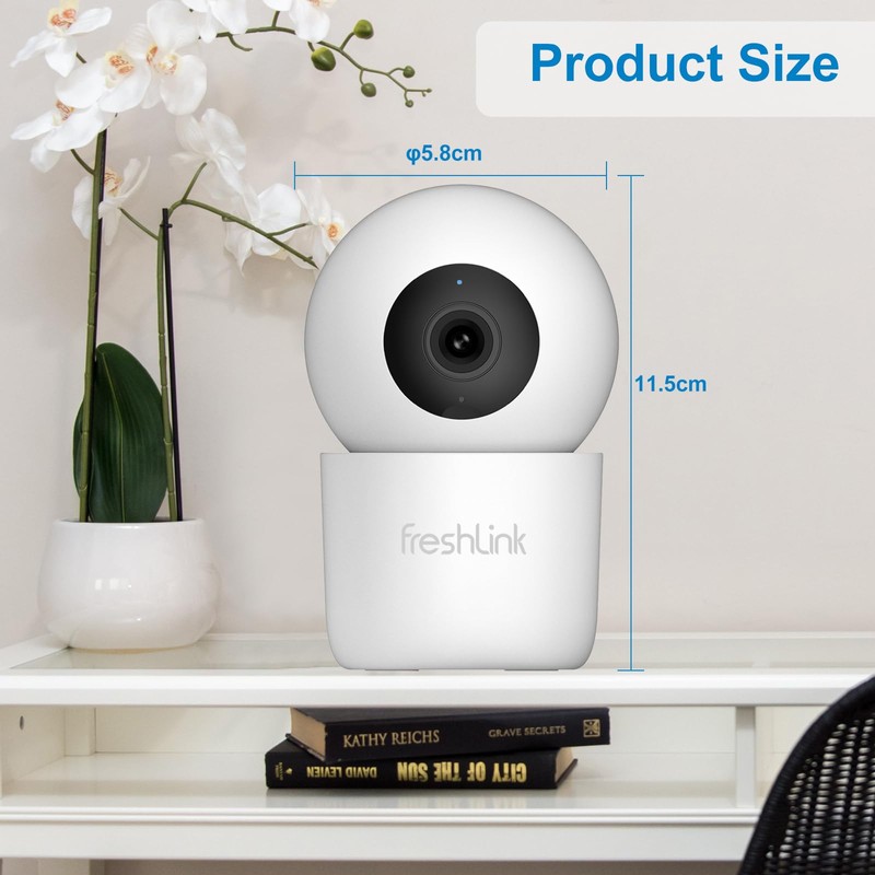 Security Camera Indoor 1296P FreshLink Upgraded 2K Pan/Tilt 345° Motion