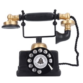Retro Telephone Ornament Antique Corded Landline Telephone Decor Vintage Rotating Dial Phone Model for Home Cafe Bar Restaurant