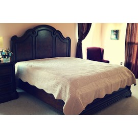 Tache Home Fashion DXJ109013-1F 5 Piece Coral Reef Bedspread Quilt Set, Full, Beige