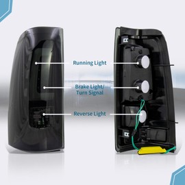 VPIMOZO LED Tail Light Assembly Compatible With 99-06 Silverado 1500 1500HD 2500 2500HD 3500 99-02 GMC Sierra 1500 1500HD 2500 2500HD 3500 Rear Tail Lights w/Wiring Harness Clear lens Black housing