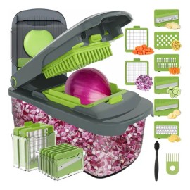 Picadora Manual De Alimentos Con Contenedor Y 8 Cuchillas