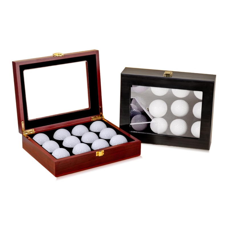 COZENTA Golf Ball Display Collection Case Showcase Storage Box Wood