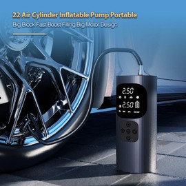 150PSI Portable Air Compressor,YitaiIns Car Tire Inflator Air Pump with Dual Digital Pressure Gauge,LED Light, 6000mAh,12V DC,3X Faster Cordless One Click Smart Tire Pump for Car, Motor, Bicycle, Ball