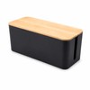 Cable Management Box for Power Strips & Cords - Bamboo