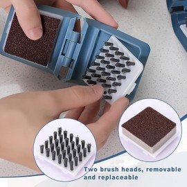 Knife Cleaner, U-Shaped Brushes Double Sided Cleaning Brush, Blade Cleaner with 2 Pcs Replacement Sponge Brush Head, Non-Slip Blade Brush Cleaning Brush, Kitchen Brushes for Dishes (Red)