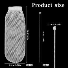 32-Piece Lint Trap and Cable Ties Set for Washing Machine, Lint Traps for Washing Machine Hose and Cable Ties Set Includes 8 Nylon Mesh Lint Traps and 24 Cable Ties, Fits Most Washing Machines, White